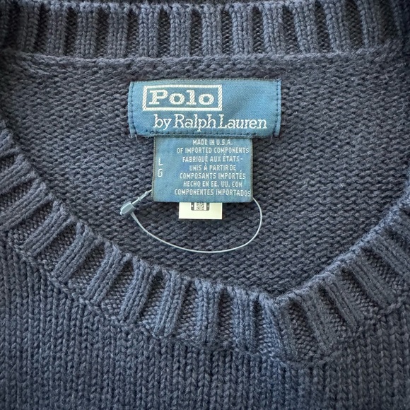 NWOT Unisex Polo Ralph Lauren Navy Flag Crewneck Sweater Size Large - Picture 5 of 6